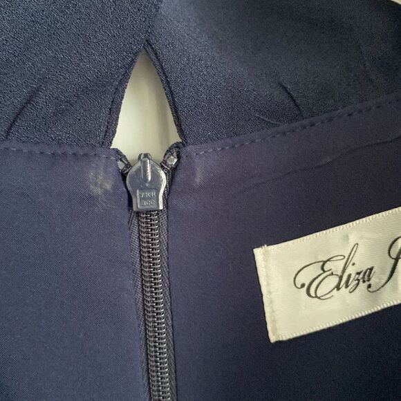 Eliza J Ruffled Sleeveless Jumpsuit V Neck Size‎ 6 Navy - Picture 6 of 9